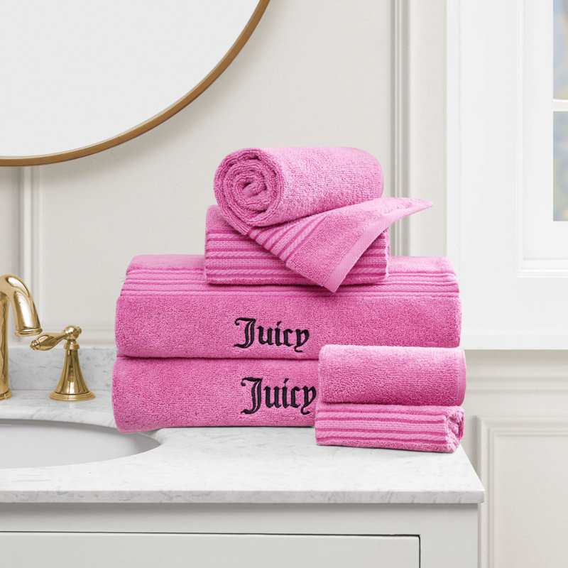 Juicy Couture Towel Set 4 White Gold Stripe 2024 Home Bathroom Shower